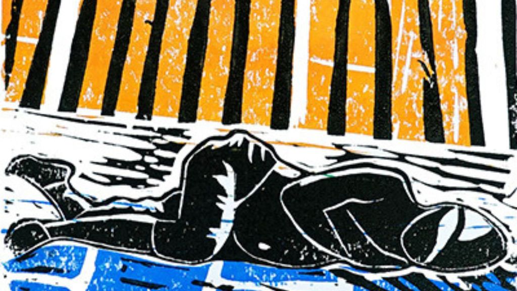 Detail from Lino Print - Unexplained but not suspicious by Rosie May Jones